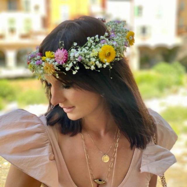 Couronne de tête en fleurs séchées